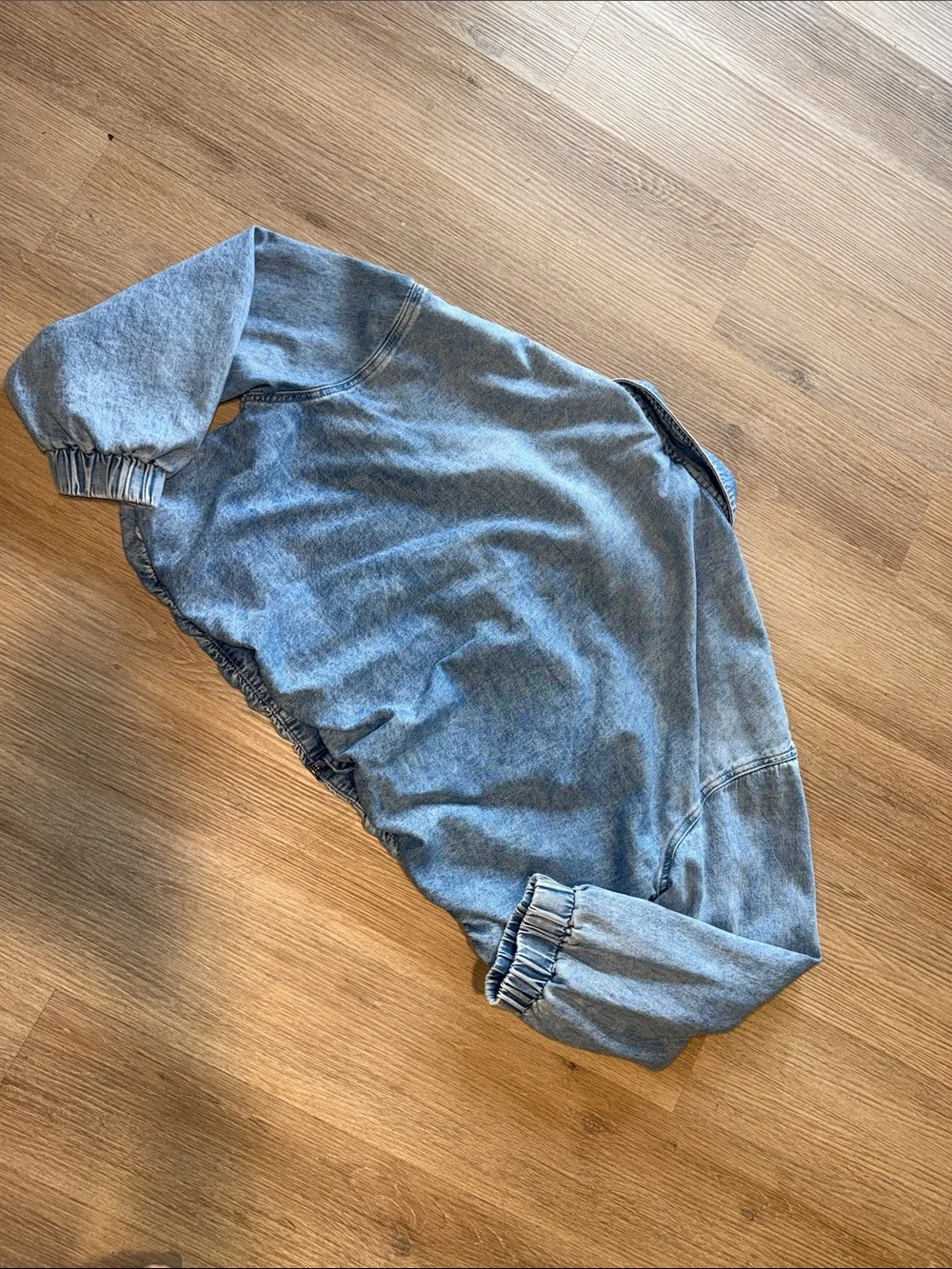 VICTORIA'S SECRET PINK Light Blue Wash Cropped Zipper Collared Denim Jean Jacket